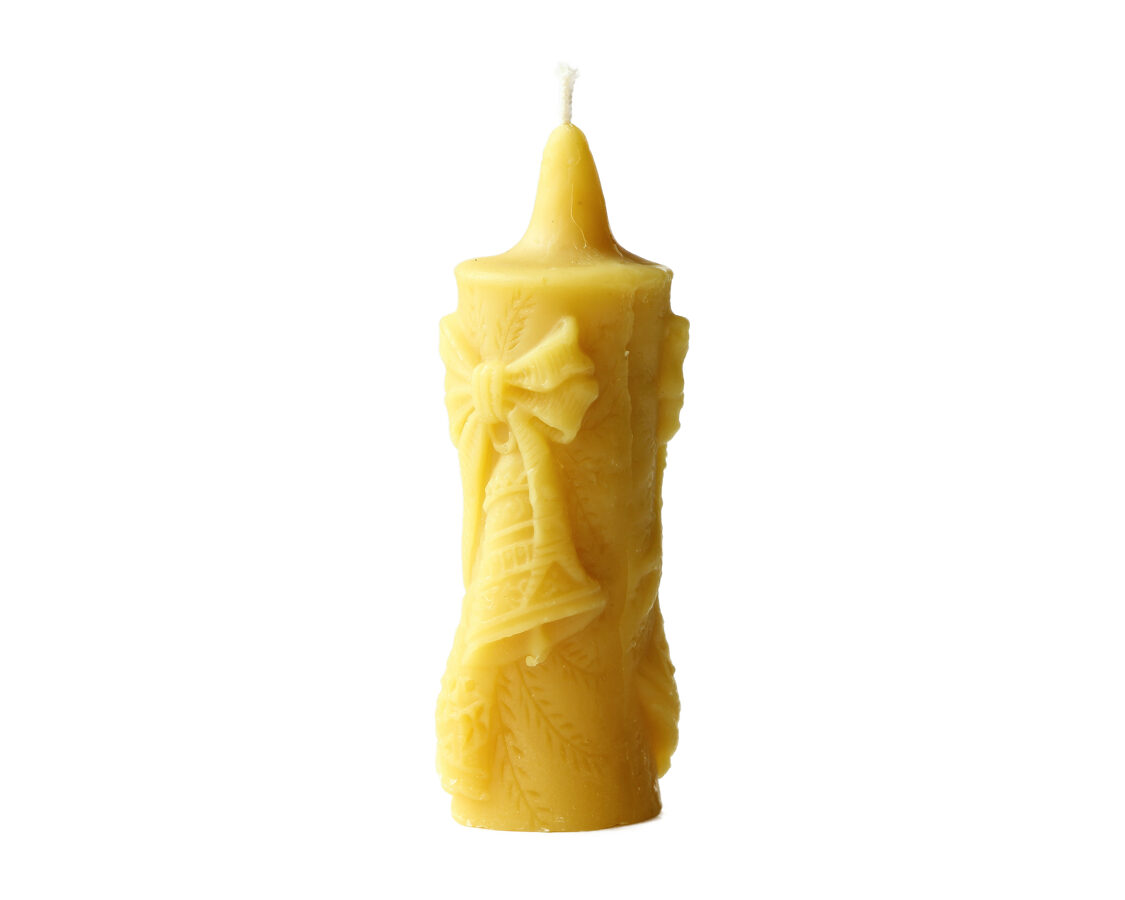 Beeswax candle-with a Christmas bell
